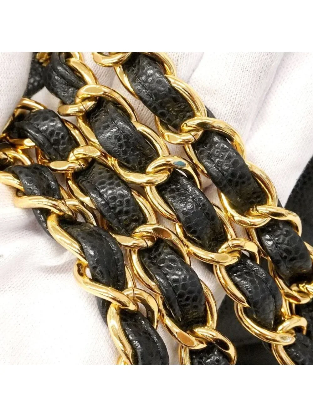 Chanel Shoulder Bag Maxi Quilted Caviar Leather Black Gold